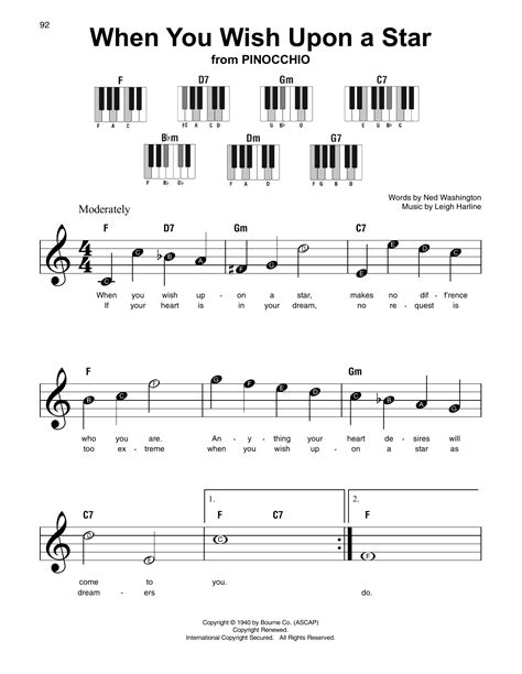 sheet music for when you wish upon a star|when you wish upon a star piano.